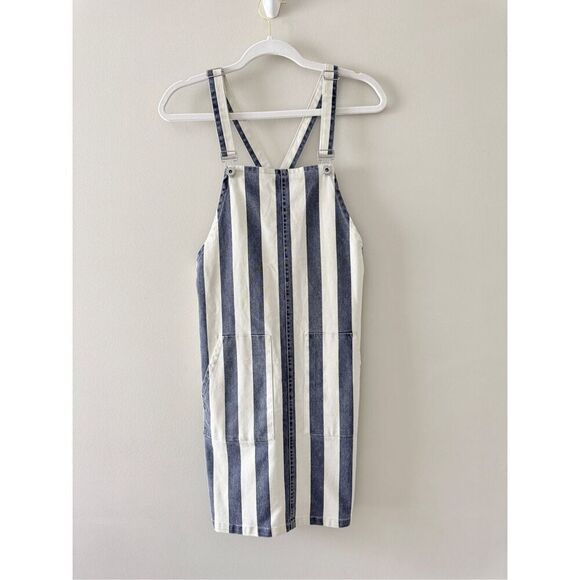 Vince Camuto Blue Denim Striped Casual Overall Dress Size Extra Small - Picture 3 of 12